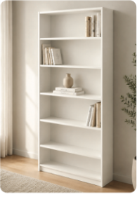 White 5-Tier Bookshelf